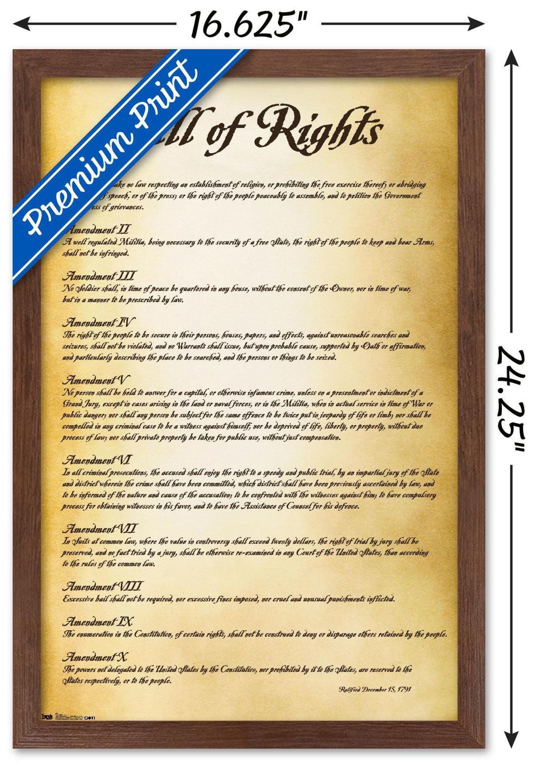 The United States of America - Bill of Rights Wall Poster, 22.375" x 34"