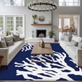 thumbnail image 3 of Large Area Rug 5'x8',Coral Navy Blue Non-slip Runner Carpet for Living Room/Bedroom/Office,Coastal Ocean Marine Nautical Beach Outdoor Indoor Rectangle Area Rugs Floor Mat for Kitchen/Dining Room, 3 of 9