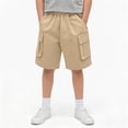 thumbnail image 2 of Hessimy Toddler Boy Shorts Boys Cotton Shorts Soft Casual Elastic Waist with Pockets Drawstring Kids Summer Clothes(Khaki,9-10 Years), 2 of 5