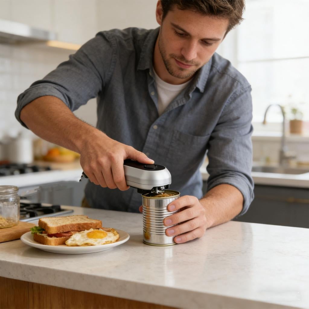 Easy To Use Electric Can Opener With Secure Opening Minimal Effort Needed Great For Mature Individuals And Travel