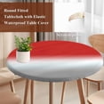 thumbnail image 5 of Gradient Red Round Fitted Table Cover White and Gray Waterproof Table Cloth with Elastic Edge Wipeable Tablecloth for Picnic Camping Party Fits 45"-54" Diameter, 5 of 8