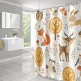 thumbnail image 3 of Linda Cortina de Ducha para Baño de Tela, Moderna, Cortina de Baño Impermeable, Patrón de Plantas de Animales, 183*183cm, 3 of 5