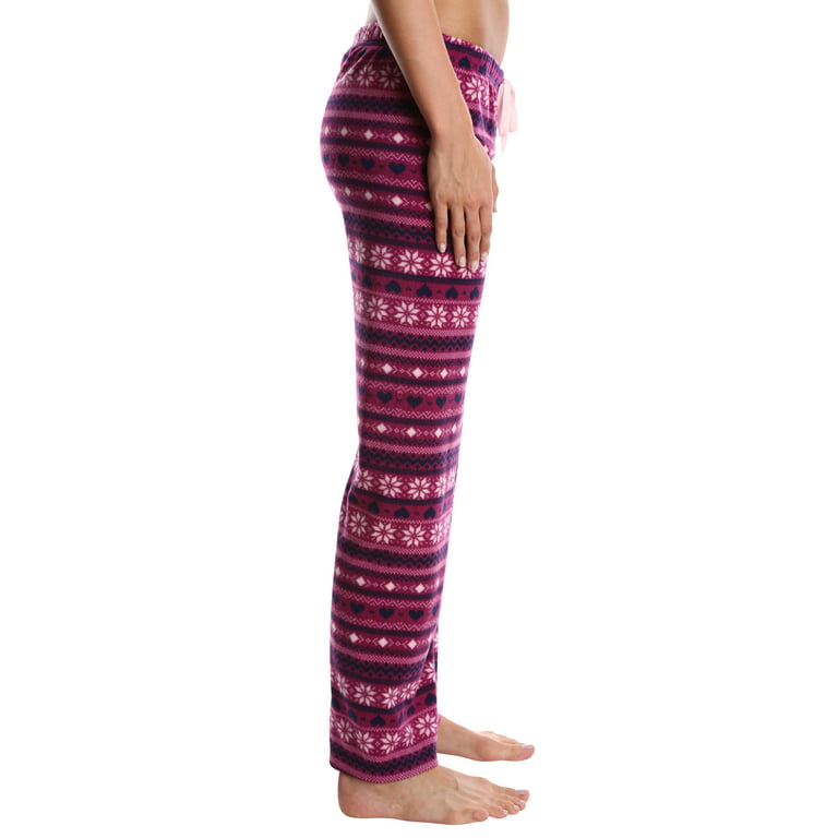 Nomad Women's Fleece Pajama Pants - Ladies Lounge & Sleepwear Bottoms -  Cranberry Fairisle, X-Large 