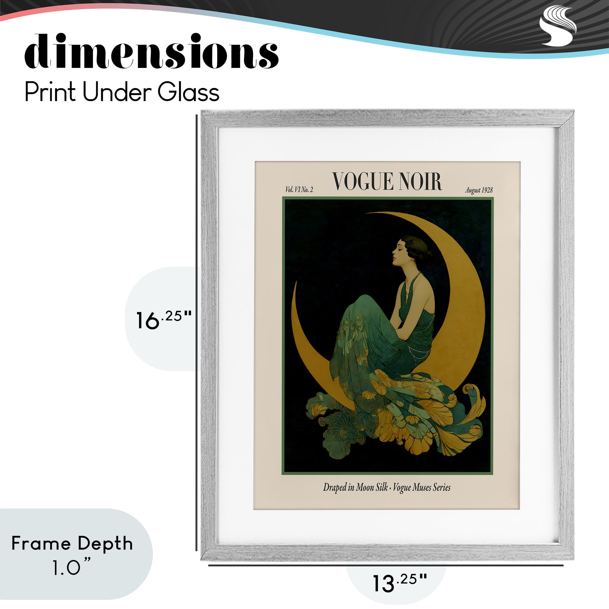 Stupell Industries Draped In Moon Silk Gray Framed Print Under Glass, design by A Barefoot Stylist