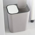 thumbnail image 4 of Exogio Trash Can Plastic Push-Button Dual Compartment 12 Liter Recycling Waste Bin Garbage Can-Grey, 4 of 4