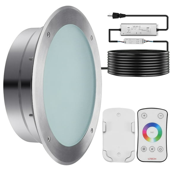 KFFKFF 10 inch LED Pool Light, 40W, Multicolor Inground Pool and Spa Light Subaqueous, 50ft Cord and Remote Command for 10in Spacious Wet Niches, IP68 Waterproof, 120V