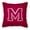 Letter M, variant on Letter M Initial Monogram - Maroon and White Fabric Decorative Pillow