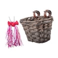 thumbnail image 4 of S SERENABLE Bike Basket Detachable with 2 Ribbons Front Basket for Picnic Riding Dark Brown Basket, 4 of 9