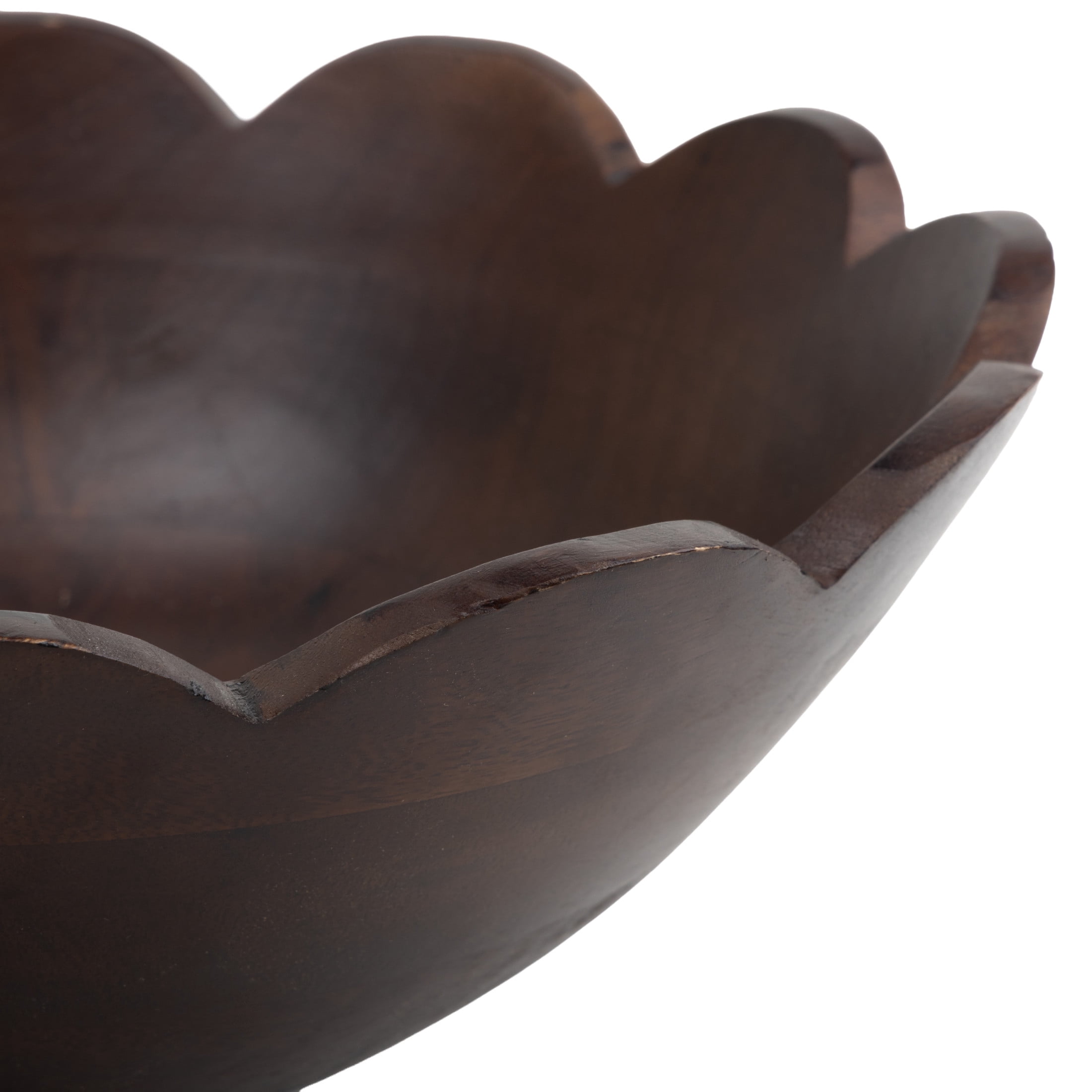 DecMode 12", 9", 6"W Handmade Round Floral Dark Brown Mango Wood Decorative Bowl, Set of 3