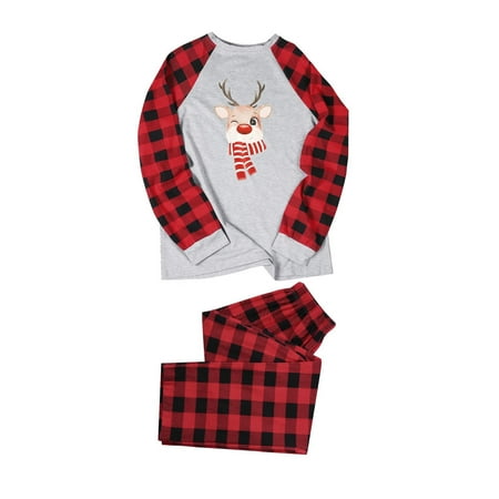 

Nomeni Matching Family Pajamas Sets Christmas Sleepwear Plaid Printed Long Sleeve Tee And Bottom Loungewear (Dad)