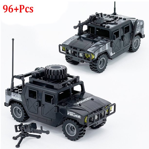 Bloques de construcción para niños, juguete de ladrillos para armar vehículo todoterreno armazón militar Humvee Jeep H1, serie WW2, ideal para regalo, 2 modos, 2024,No Box