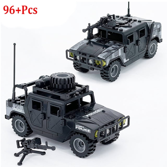 Bloques de construcción para niños, juguete de ladrillos para armar vehículo todoterreno armazón militar Humvee Jeep H1, serie WW2, ideal para regalo, 2 modos, 2024,No Box