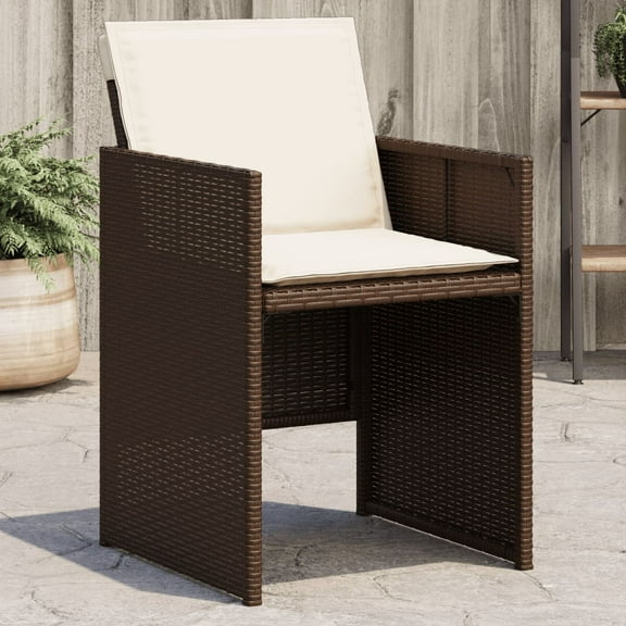 vidaXL Patio Chairs with Cushions 4 pcs Brown Poly Rattan