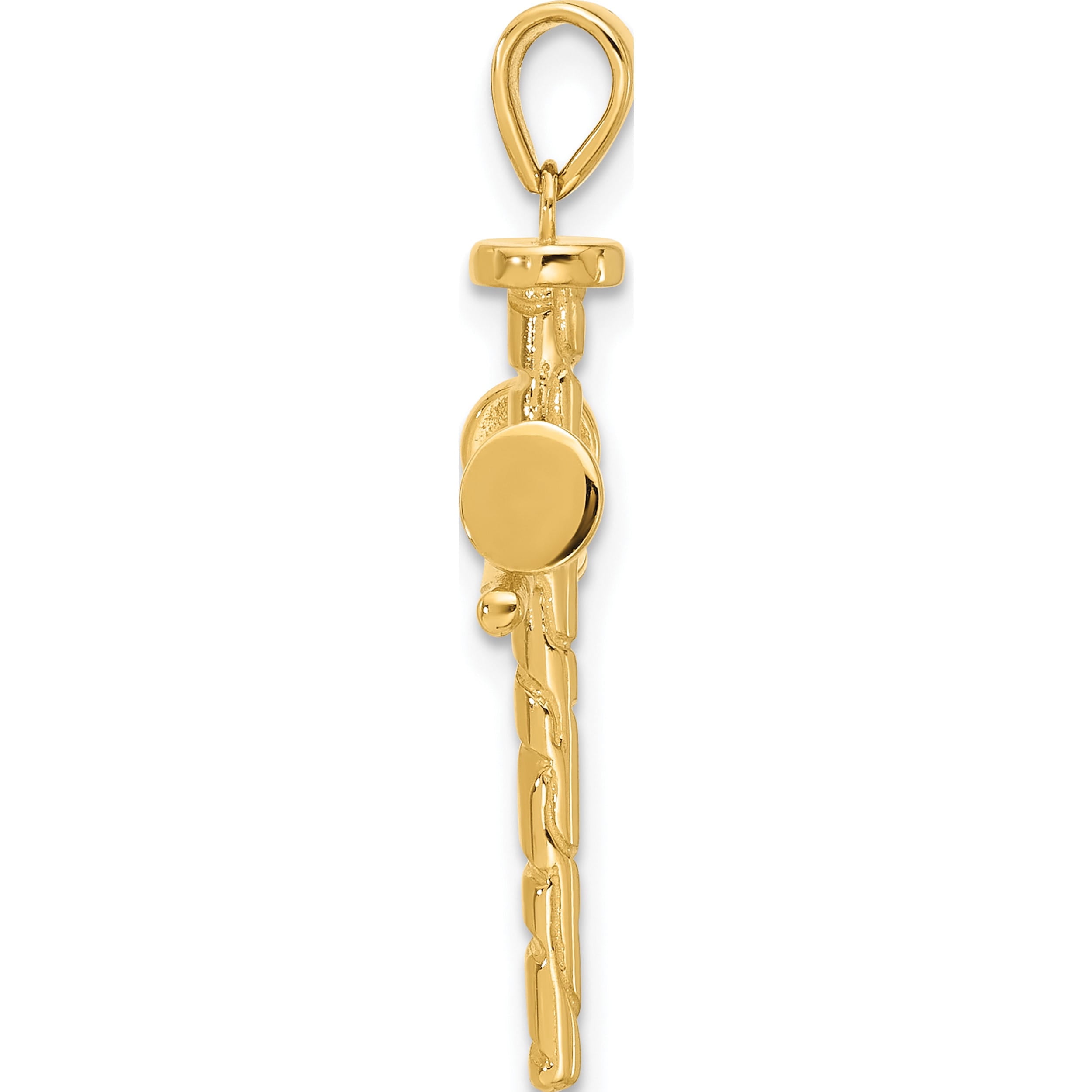 14K Yellow Gold Polished And Textured Nails Cross Pendant (Width 17) (Length 32) - Jbsp