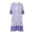 thumbnail image 5 of Ayolanni Vacation Womens Party Dresses V-Neck Purple Floral Print Short Sleeve Maxi Dresses Casual Dresses for Ladies 2x, 5 of 6