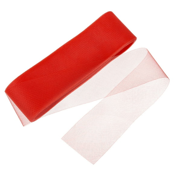 Uxcell 25 Yards 3 Inch Wide Polyester Horsehair Braid, 1 Roll Stiff Horsehair Braid for Sewing, Red