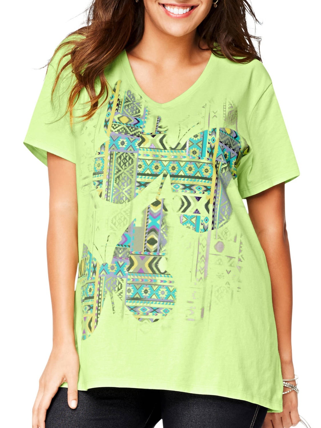 Just My Size by Hanes Women's PlusSize Watercolor Graphic Scoop neck