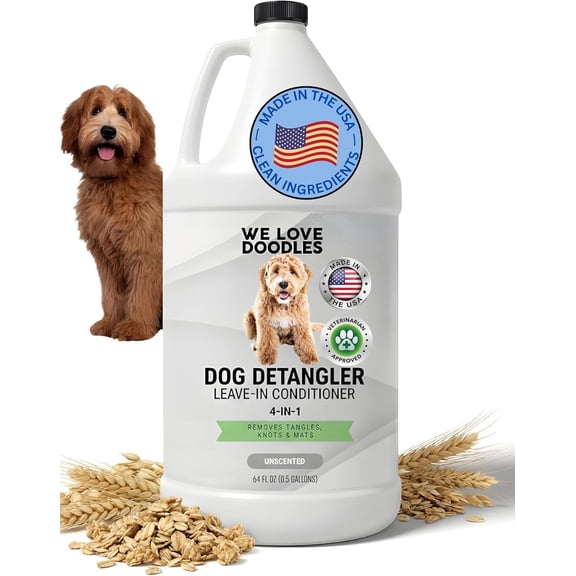We Love Doodles Professional Moisturizing Soothing Dog 4-in-1 Conditioner, & Detangler, Unscented, 64 fl-oz