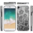 thumbnail image 2 of For iPhone 16e/17e Case Bling Floral 3D Rhinestones Glitter + Tempered Glass, 2 of 4