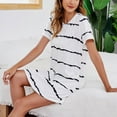 thumbnail image 5 of Women's Nightgown Striped T-shirt Round Neck Pajamas Plus Size Loungewear, 5 of 6