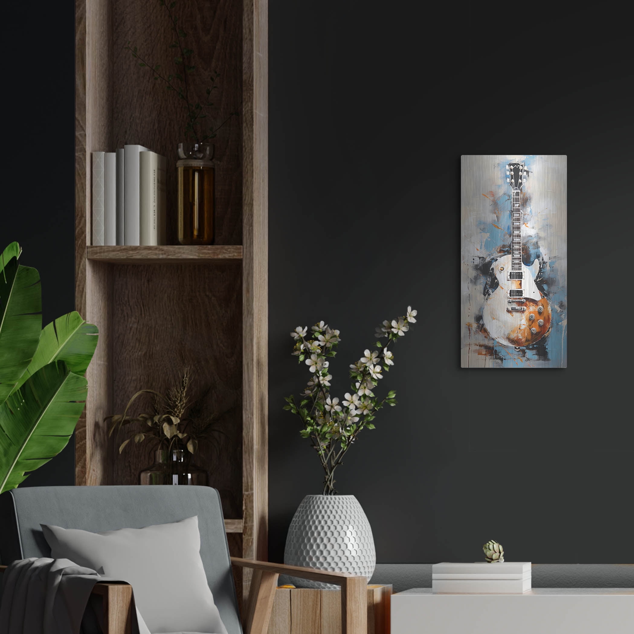 Luxe Metal Art 'Les Paul 8'  by Sean Parnell Metal Wall Art, 12" x 24"
