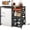 Black, variant on Kitchen Bakers Rack with Power Outlet,Mini Fridge Cabinet with Mesh Basket, Mini Fridge and Microwave Table with Storage for Office,Kitchen,Living Room,Coffee Bar,Patio, Black