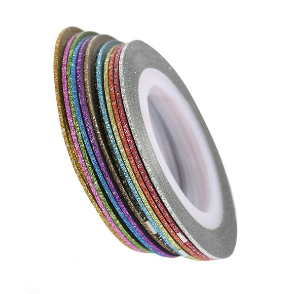 Yeacher 12Pcs Mixed Colors Nail Art Shiny Sticker Rolls Thin Striping Tape Glittery Line DIY Styling Nail Art Tips Decoration Sticker Fashion Designs