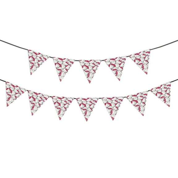 Hello kitty Banner Triangle Bunting Banner, 12 Pieces Christmas Party Bunting Canvas Flags Pennant Garland for Christmas Halloween Party Outdoor and Home Decoration
