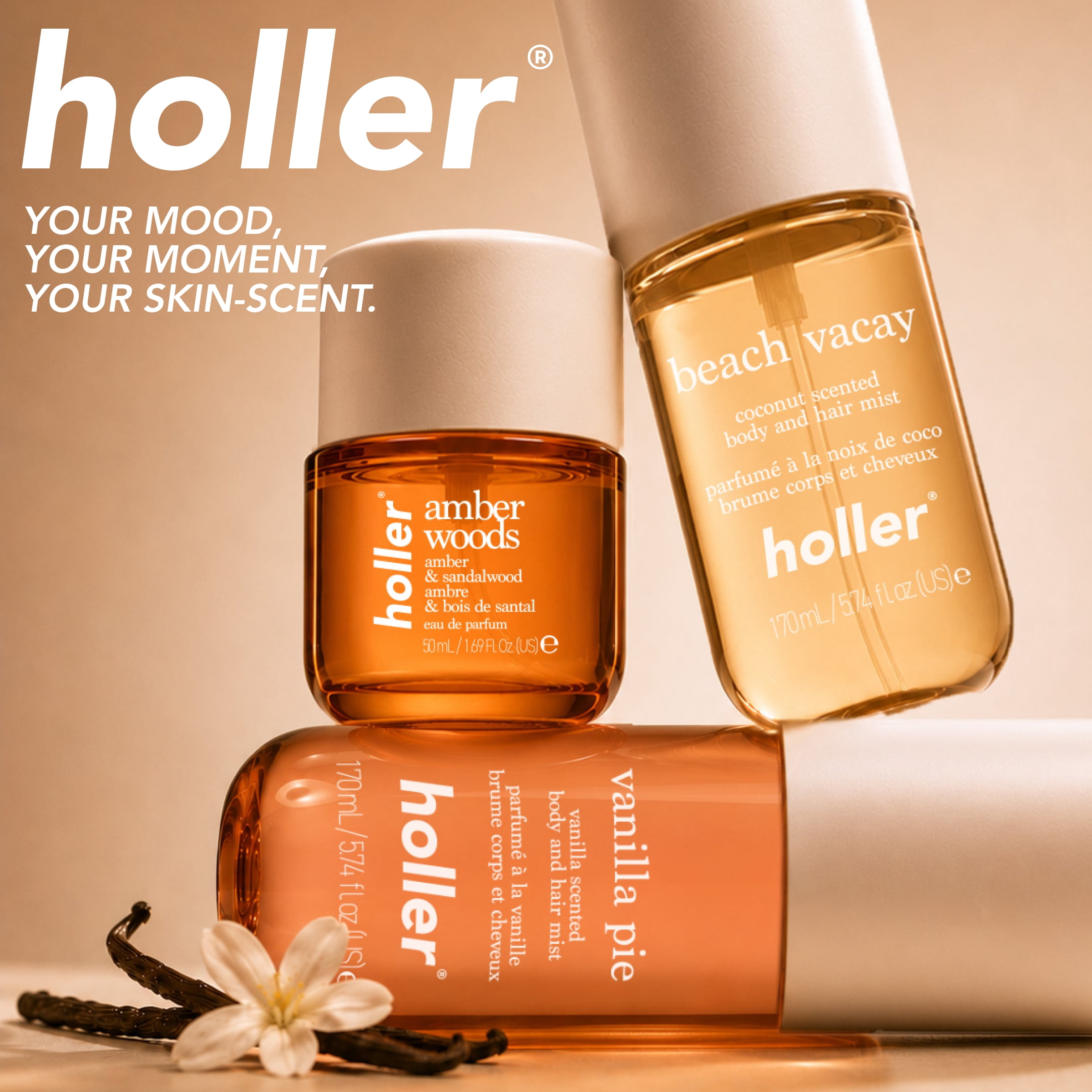 HOLLER Vanilla Pie Vanilla Scented Body and Hair Fragrance Mist, 5.7 fl oz