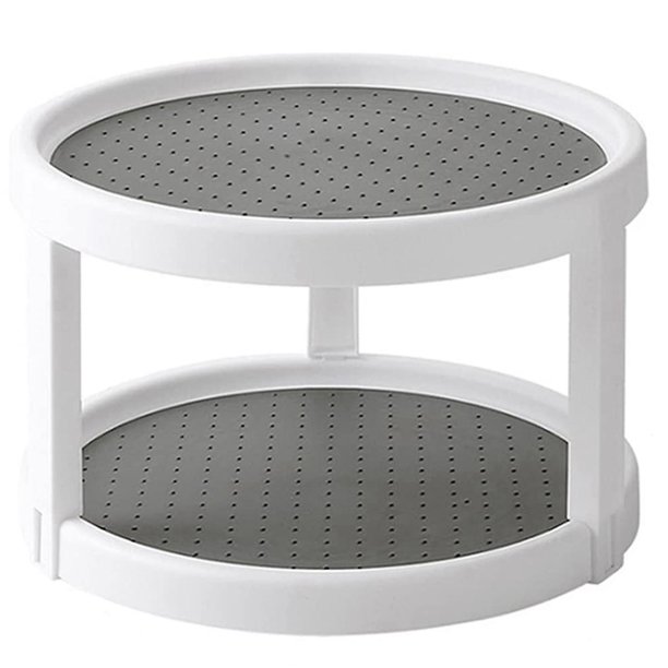 Estante giratorio de almacenamiento de condimentos DENGXMXG 2 niveles antideslizante organizador de 360 grados