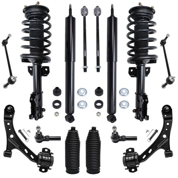 Detroit Axle - Front End 14pc Suspension Kit for 05-10 Ford Mustang 2005 2006 2007 2008 2009 2010, 2 Struts 2 Rear Shock Absorbers 2 Lower Control Arms 2 Sway Bars 4 Tie Rods 2 Boots