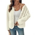 thumbnail image 2 of Women Open Front Sherpas Coat Lace TrimJacket Trendy Long Sleeve Clothes Coatigan Cream White S, 2 of 9