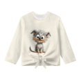 thumbnail image 5 of Xixirimido Cartoon Shih Tzu Dog Pattern Girls Long Sleeve Shirt Kids Crewneck T-Shirts Trendy 3D Graphic Tie-hem Cute Tees for Fall Winter, Size 9-10, 5 of 7