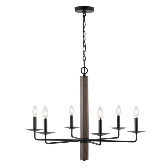 SAFAVIEH Penbrook 6-Light Modern Black Iron Chandelier