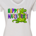 thumbnail image 4 of Inktastic Happy Mardi Gras Cute Alligator with Beads Women's V-Neck T-Shirt, 4 of 5