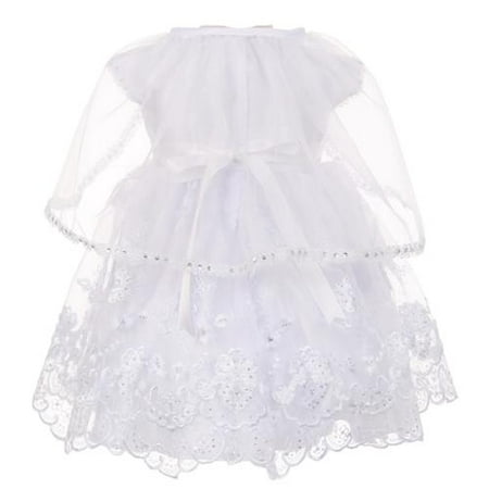 Baby Girls White Short Sleeve Organza Cape Baptism Dress 0-24M