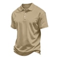 thumbnail image 3 of Hearthz Mens Polo Shirts 3 Button Placket Lapel Collar Men Short Sleeve Shirt Business Casual Mens Golf Polos Work Out Shirts Beige XXXL, 3 of 7