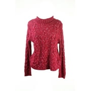 Kensie Red Long-Sleeve Marled-Knit Turtle Neck Sweater L