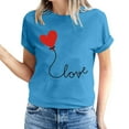 thumbnail image 2 of Fesfesfes Womens Short Sleeve Workout Tops Valentine's Day Love Printed Short Sleeved T-shirt Top Short Sleeved Round Neck Top/Shirt Womens Tshirts Graphic 2XL(US:12), 2 of 6