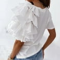 thumbnail image 4 of SHITINN Summer Independent Station Europe and The United States Border Solid Color Fashion Ruffle Womens Short Sleeve Tops Blouses for Women Casual Summer Tops, 4 of 5