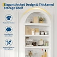 thumbnail image 3 of 71" Tall Arched Pantry Cabinet, 6-Tier Freestanding Storage with Drawer, Modern White Book Shelf with Open Shelves & Anti-Tipping for Kitchen, Living Room, 3 of 8