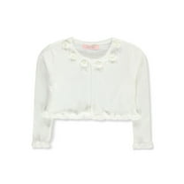 Pink Butterfly Girls' Flower and Pearl Knit Shrug Color: ivory Size: 12