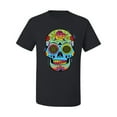 thumbnail image 2 of Wild Bobby, Colorful Floral Sugar Skull Streetwear Men's Graphic T-Shirt, Black, Small, 2 of 3