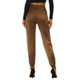thumbnail image 3 of Unique Bargains Women's High Rise Silky Satin Cargo Pants, Coffee, Size L, 3 of 6