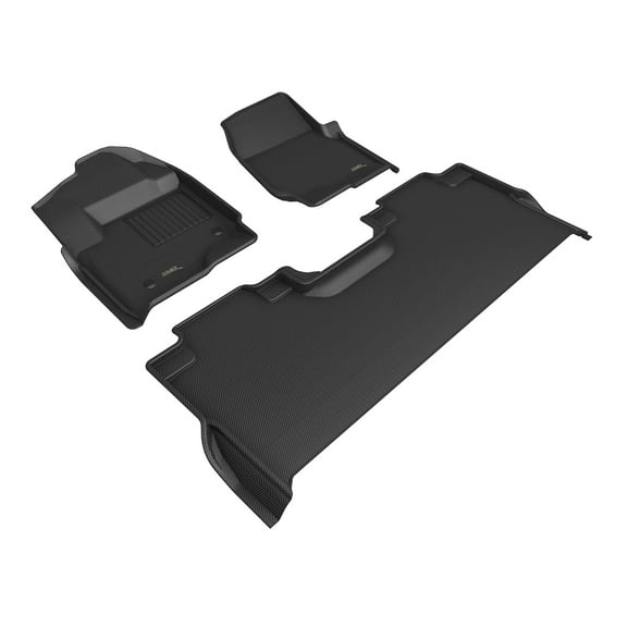 3D MAXpider Custom Fit Kagu Floor Mat (Black) Compatible with Ford F-250/350 / 450 Crew Cab 2023-2025 Bucket Seats (w/Underseat Storage) - Full Set