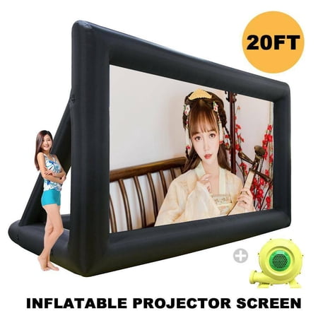 UPC: 0745499832113 | 20 Feet Inflatable Outdoor and Indoor Theater Projector Screen – Includes Inflation Fan  Tie-Downs and Storage Bag – Supports Front and Rear Projection  Black