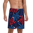 thumbnail image 2 of Fotbe Red White Blue Fireworks Pantalones Cortos de Pijama para Hombre, Ropa de Dormir, Pantalones de Pijama Cortos para Hombre-Large, 2 of 6