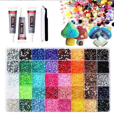 Resin Rhinestone Kit 40 Colors 32000 Pcs 3mm Flatback Gems with B7000 Glue for Diamond Art Nail Art Crafts