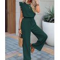 thumbnail image 4 of Jumpsuits for Women Summer Ruffle Sleeves Square Neck Rompers Drawstring Overalls with Pockets Green XL, 4 of 10