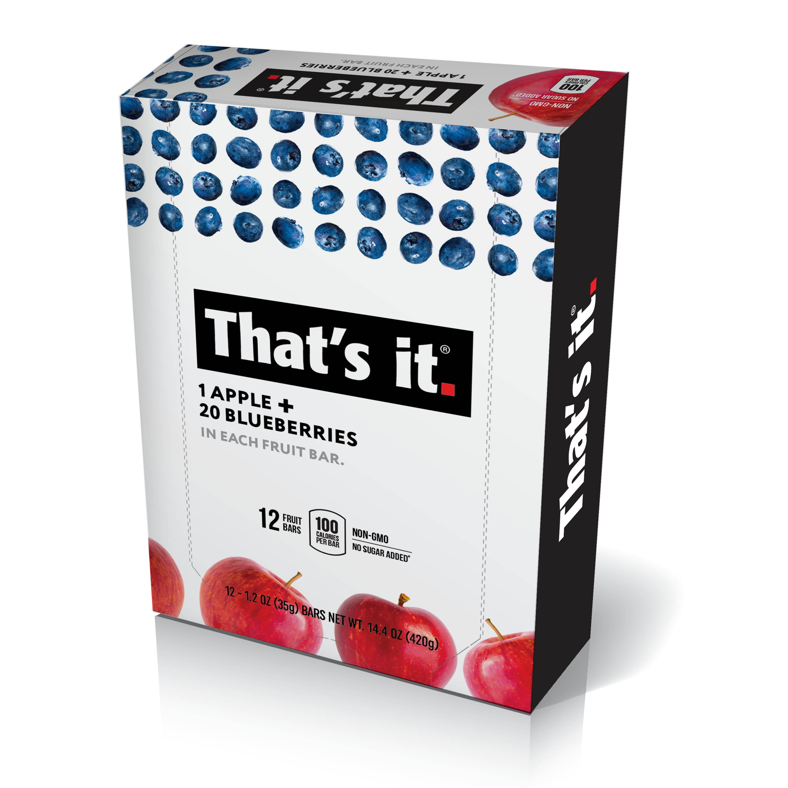 That's It, Fruit Bar Apple + Blueberry, 12 Ct
